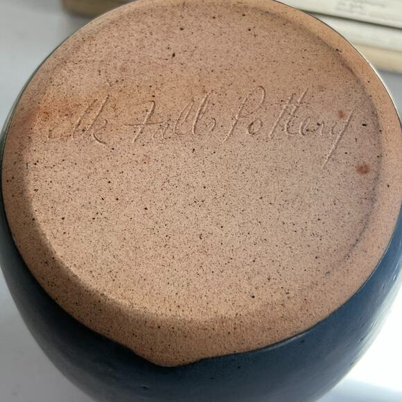 Elk Falls Pottery Blue Studio Art Pitcher Stoneware Glazed Speckled 9" - Picture 9 of 12